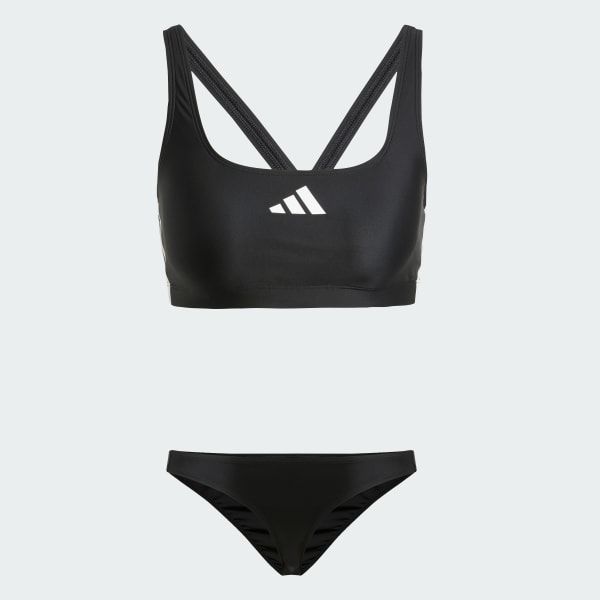 Dámské plavky adidas 3 Pruhy V-Záda, Černá/Bílá, 40
