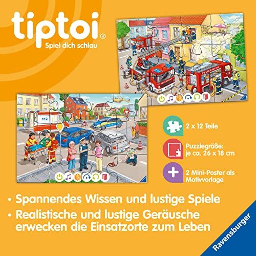 Ravensburger tiptoi Puzzle 00229-3 první puzzle: Zvířata na statku, roztomilé rámečkové puzzle pro d