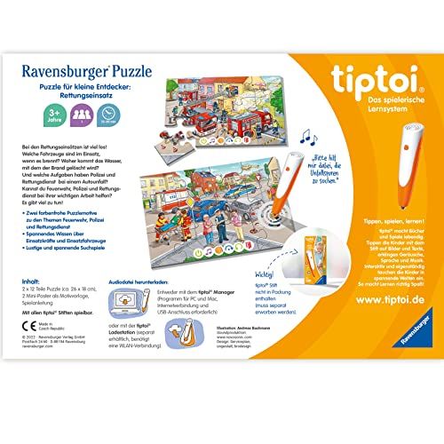 Ravensburger tiptoi Puzzle 00229-3 první puzzle: Zvířata na statku, roztomilé rámečkové puzzle pro d