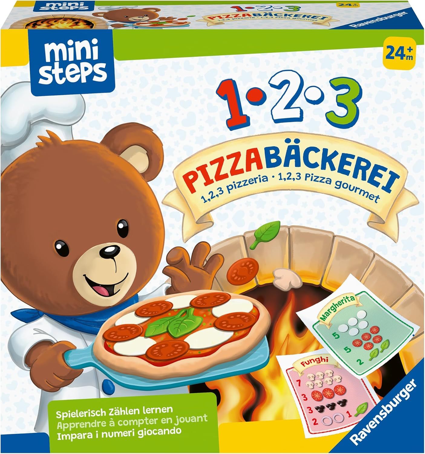 Ravensburger ministeps 4586 1,2,3 Pizzerie - Hravé učení počítání s medvídkem Butzem, hračka od 2 le